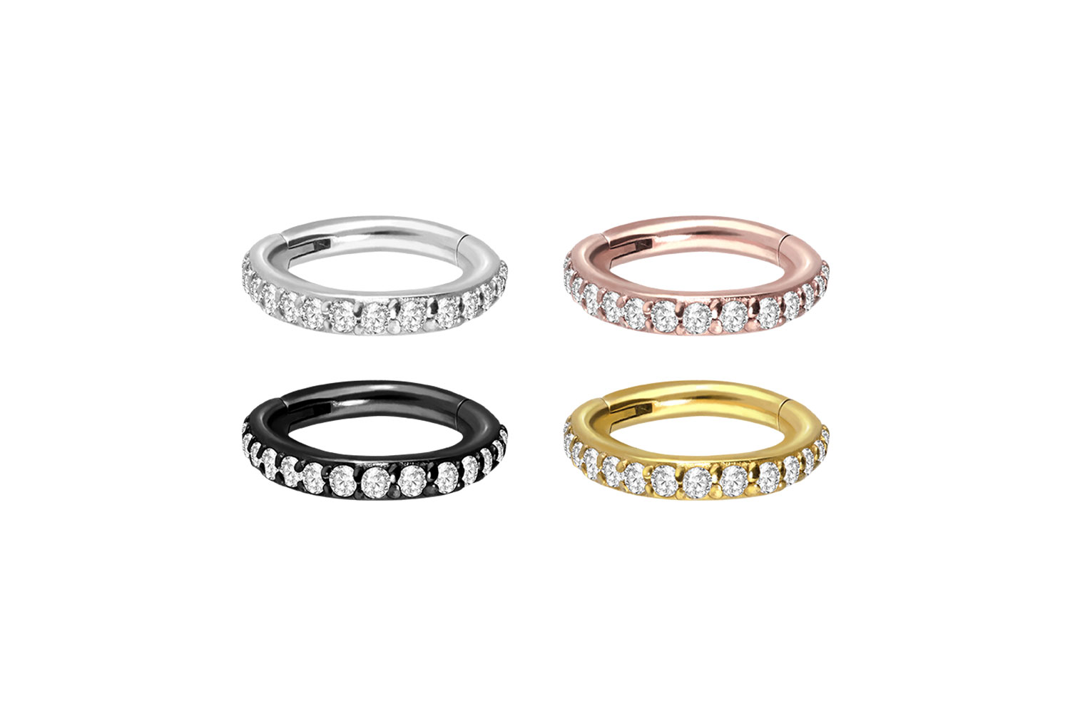 SET Chirurgenstahl Segmentring Clicker Piercing EINGEFASSTE KRISTALLE ++Neues Design++